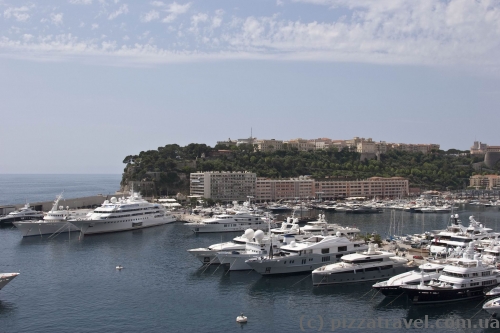 View of the harbor and old city in Monaco
