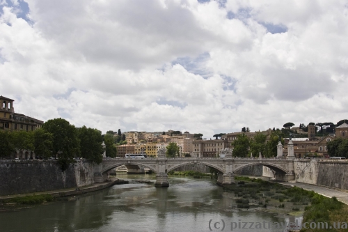 View of the Tiber River and Bridge of Victor Emmanuel II