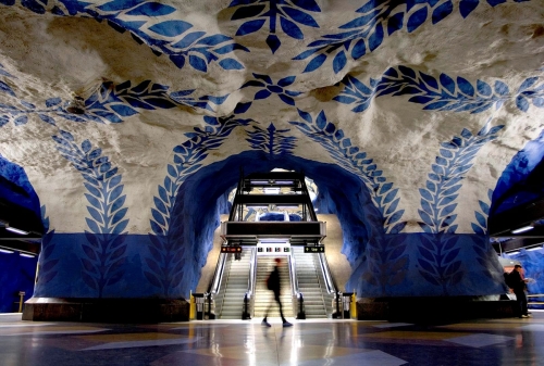 Blue subway line in Stockholm