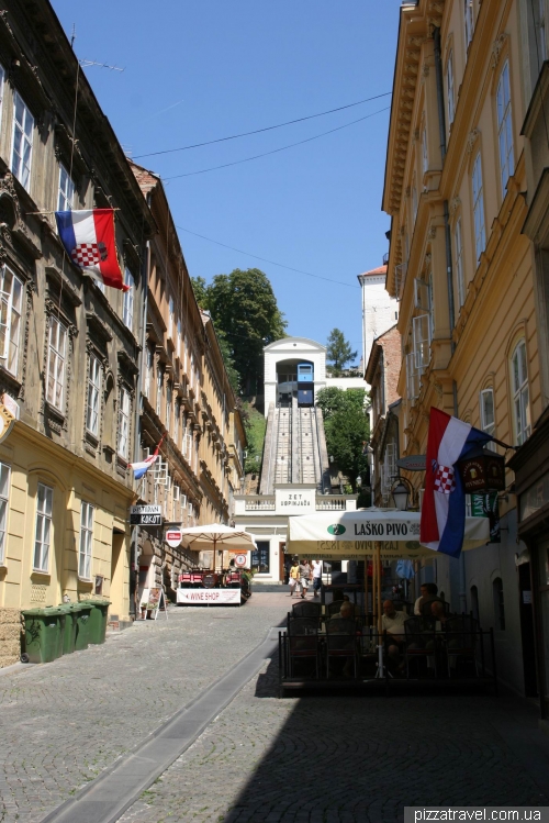 Cable car on the Tomicheva street in Zagreb