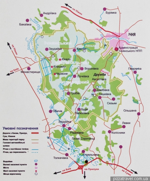 Map of Ichniansky National Park