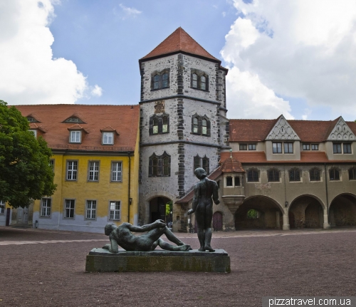 Courtyard of fortified palace Moritzburg in Halle