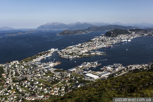 View of Alesund from Sukkertoppen mountain
