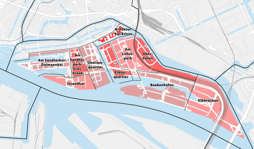 Map of Hafen City neighborhoods