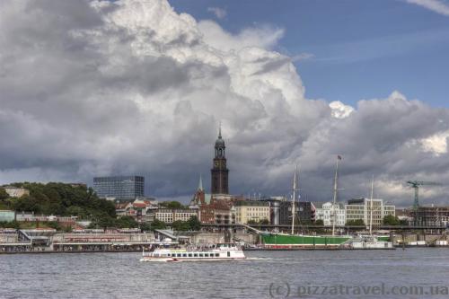 Hamburg view from the opposite bank of the Elbe