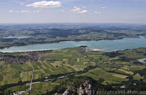 View of the Forggensee Lake from Mount Tegelberg