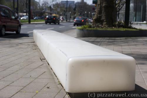 Long plastic benches in Duesseldorf